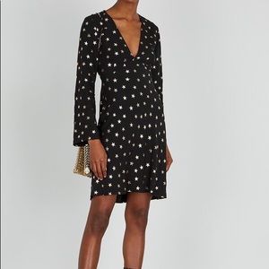 Rixo Sophie Gold Star Black Mini Dress Size M